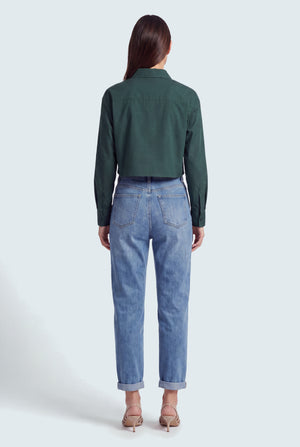 Acid Blue Mid Rise Turn Up Mom Fit Jeans - Hustle N Holla