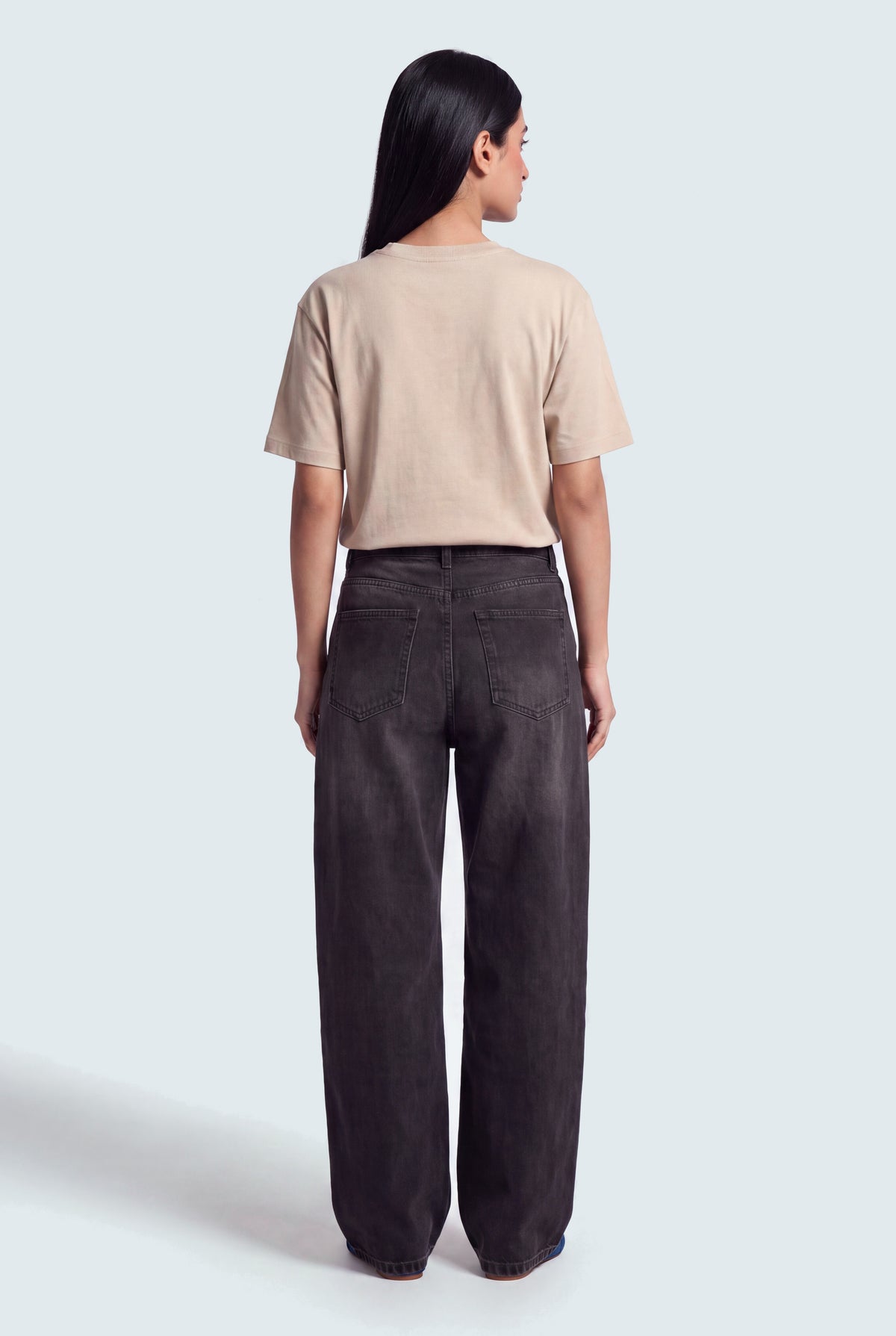 Asymmetric Waist Band Washed Black Baggy Fit Jeans - Hustle N Holla