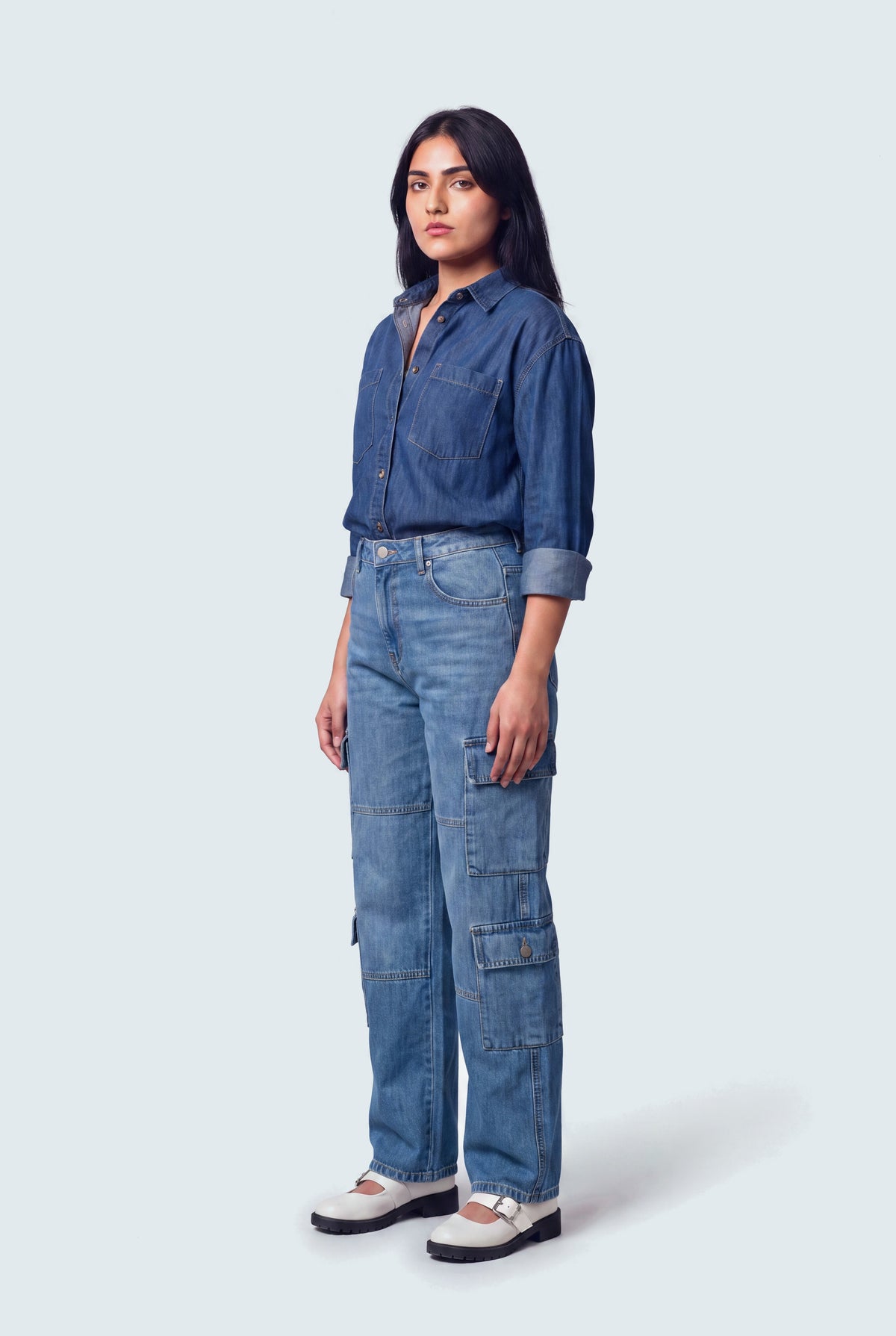 Basic Blue Cargo Jeans - Hustle N Holla