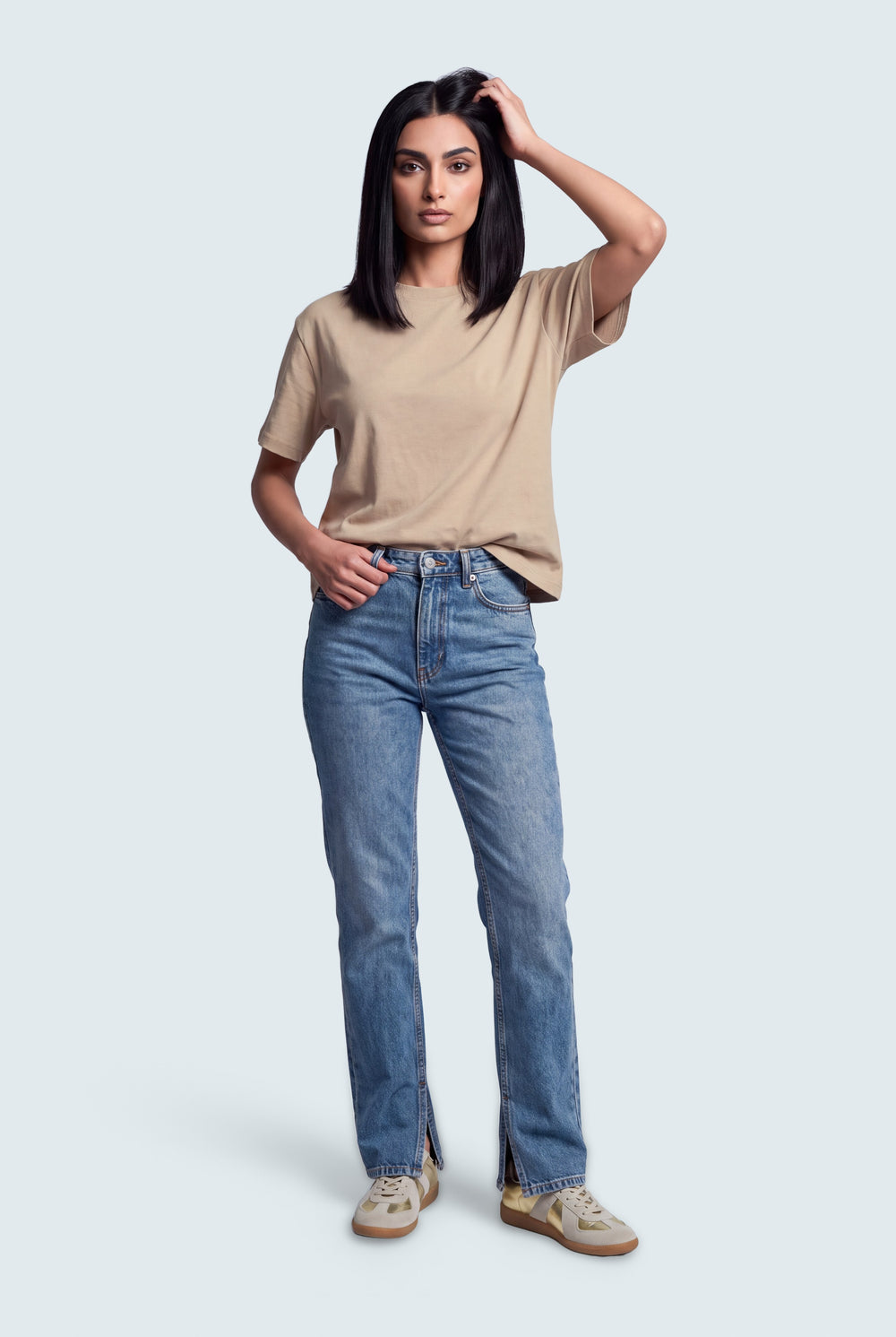 Beige Boxy Fit Basic T-Shirt - Hustle N Holla