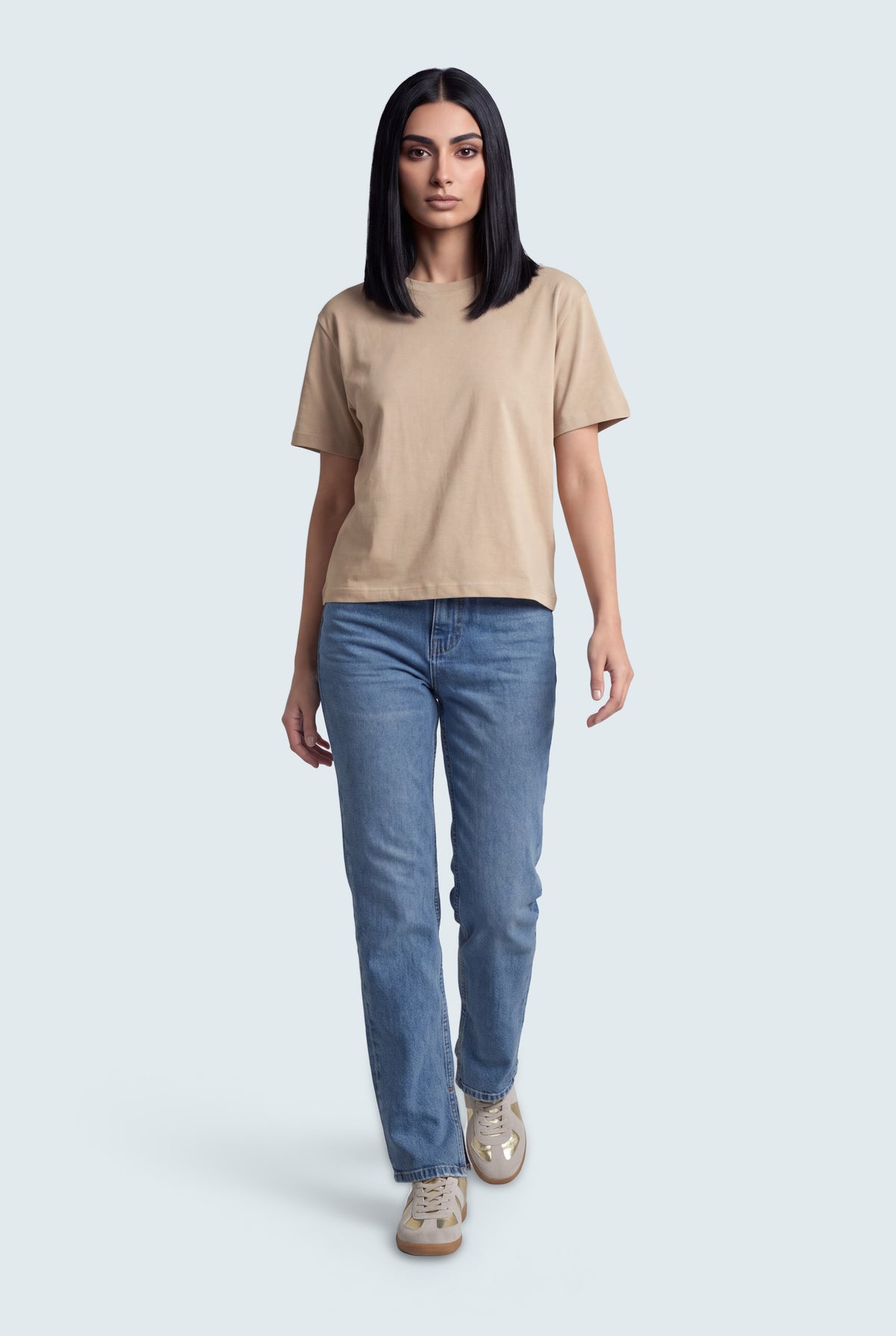 Beige Boxy Fit Basic T-Shirt - Hustle N Holla