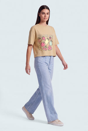 Beige Oversized Graphic T-Shirt - Hustle N Holla