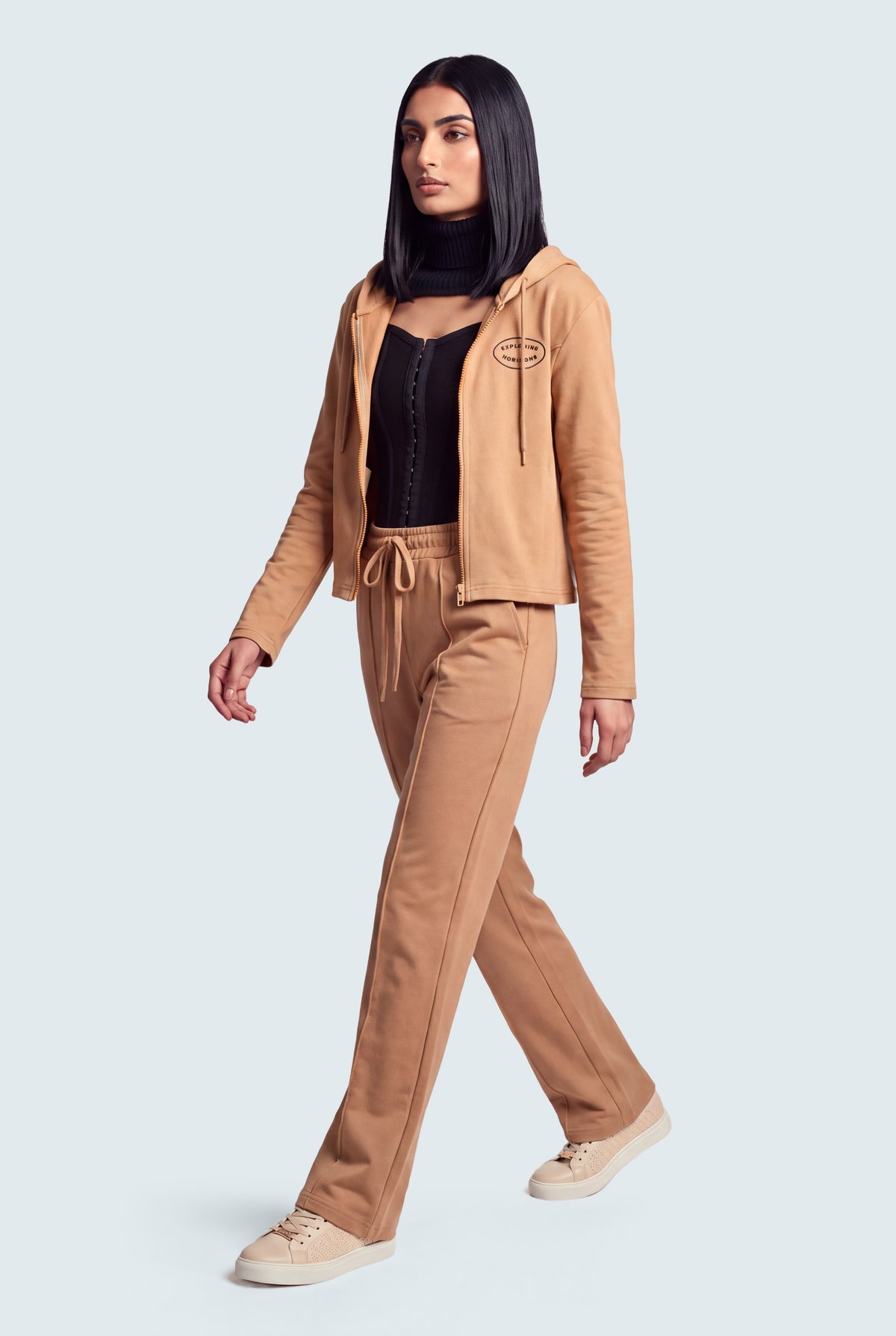 Beige Slim Fit Zipper Hoodie - Hustle N Holla