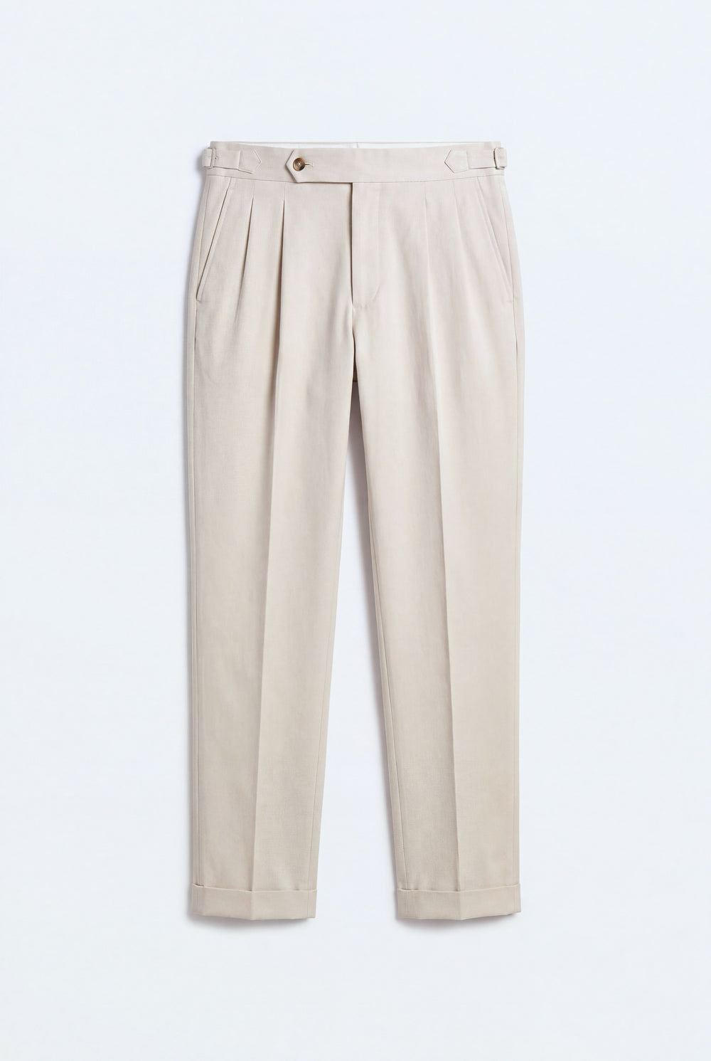 Beige Smart Tailored Tappered Fit Premium Trousers - Front Flat Lay - Hustle N Holla