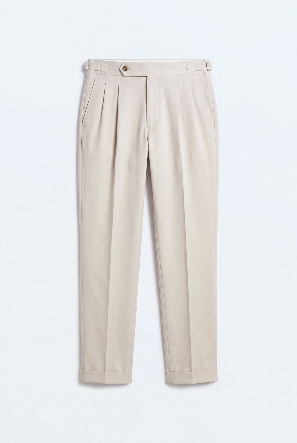 Beige Smart Tailored Tappered Fit Premium Trousers - Front Flat Lay - Hustle N Holla
