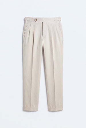 Beige Smart Tailored Tappered Fit Premium Trousers - Front Flat Lay - Hustle N Holla