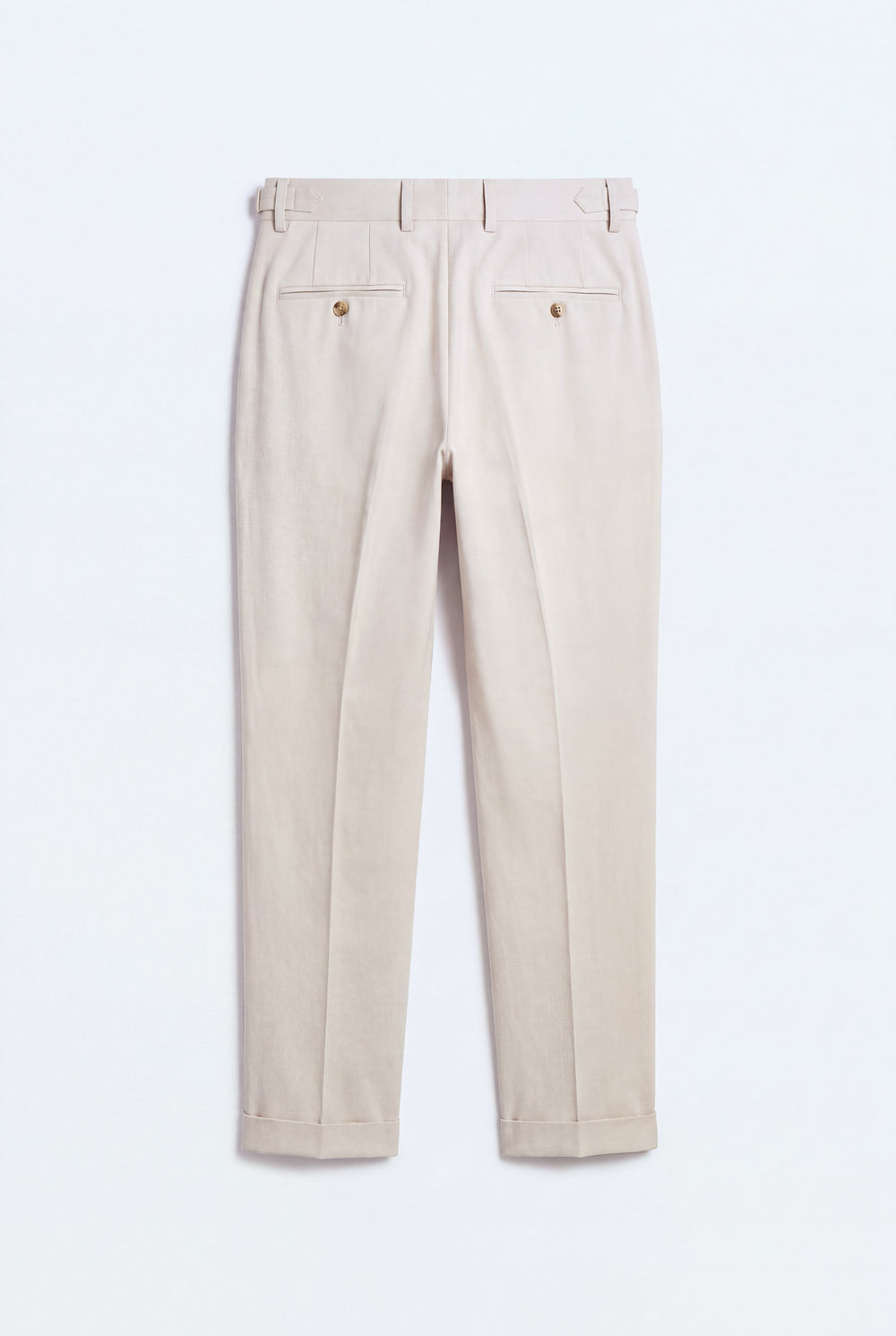 Beige Smart Tailored Tappered Fit Premium Trousers - Back Flat Lay - Hustle N Holla