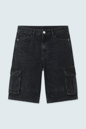 Black Cargo Denim Shorts - Hustle N Holla