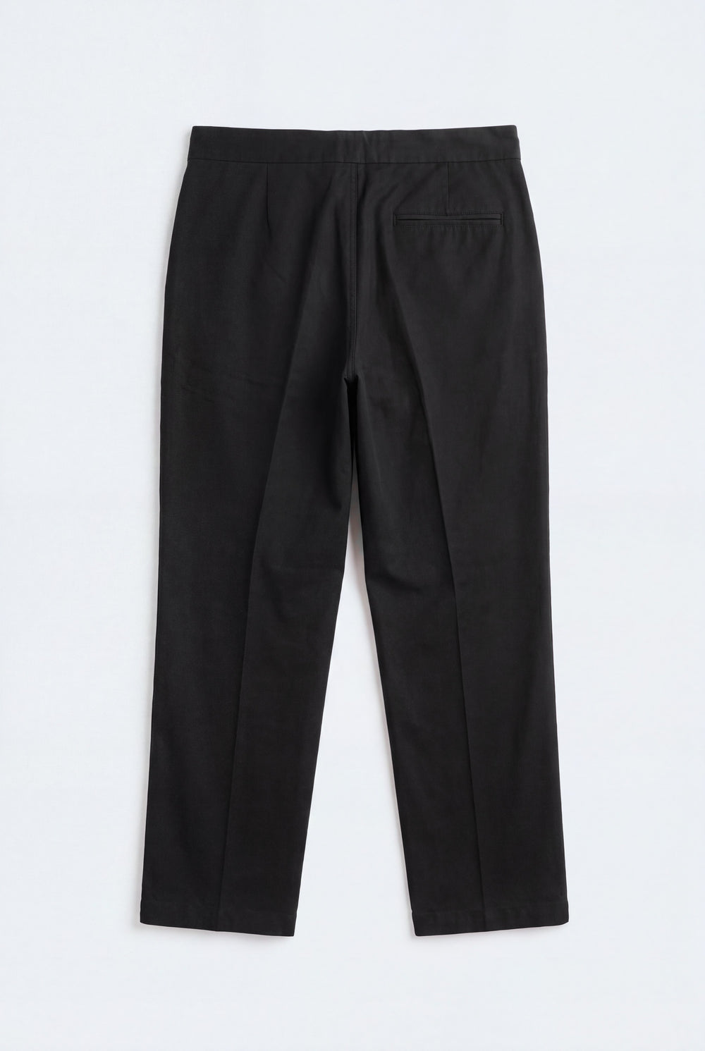 Black Comfort Fit Cotton Trousers - Back Flat Lay - Hustle N Holla