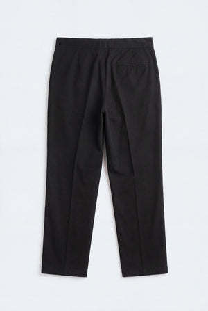 Black Comfort Fit Cotton Trousers - Back Flat Lay - Hustle N Holla