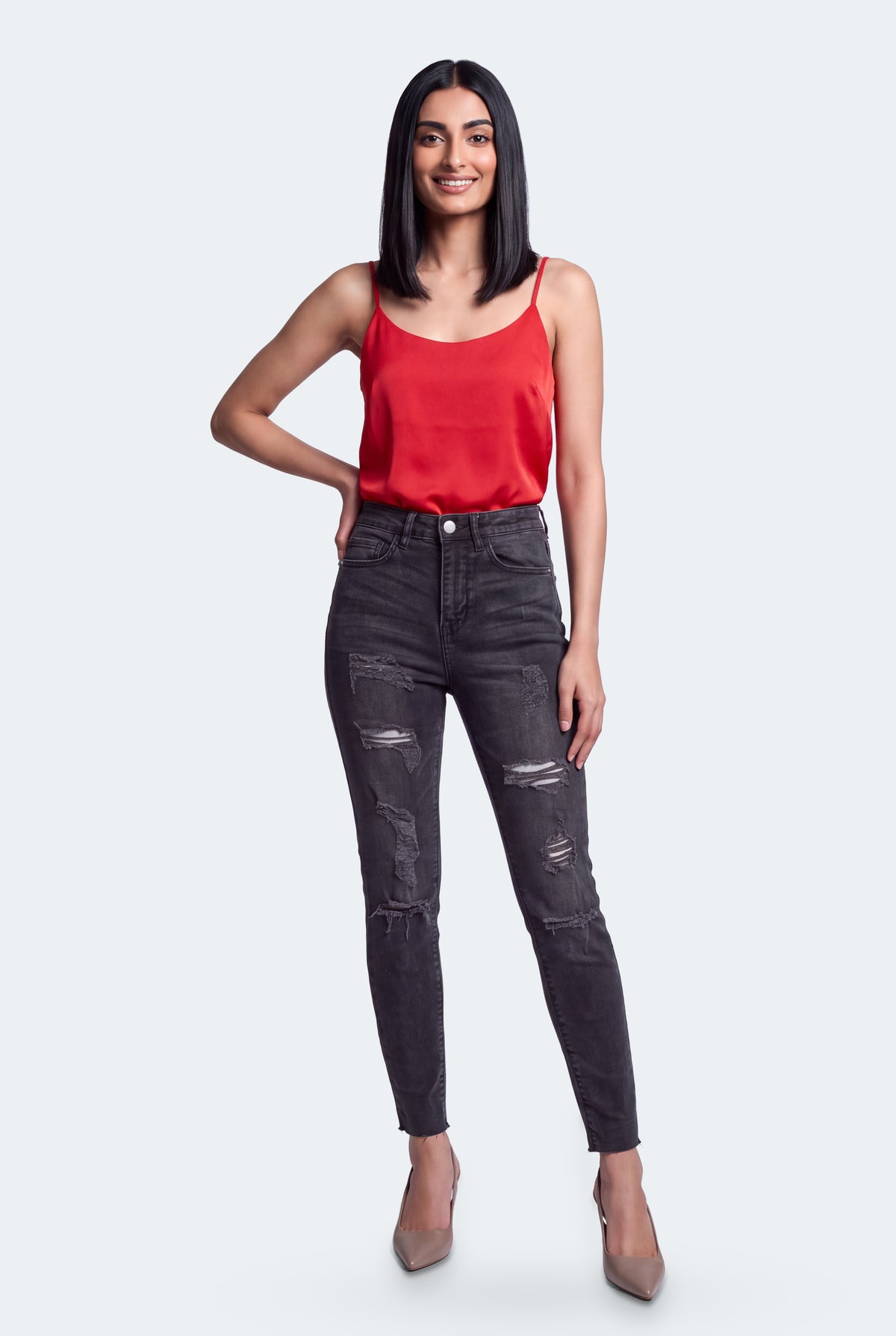 Black Distressed Denim Jeans - Hustle N Holla