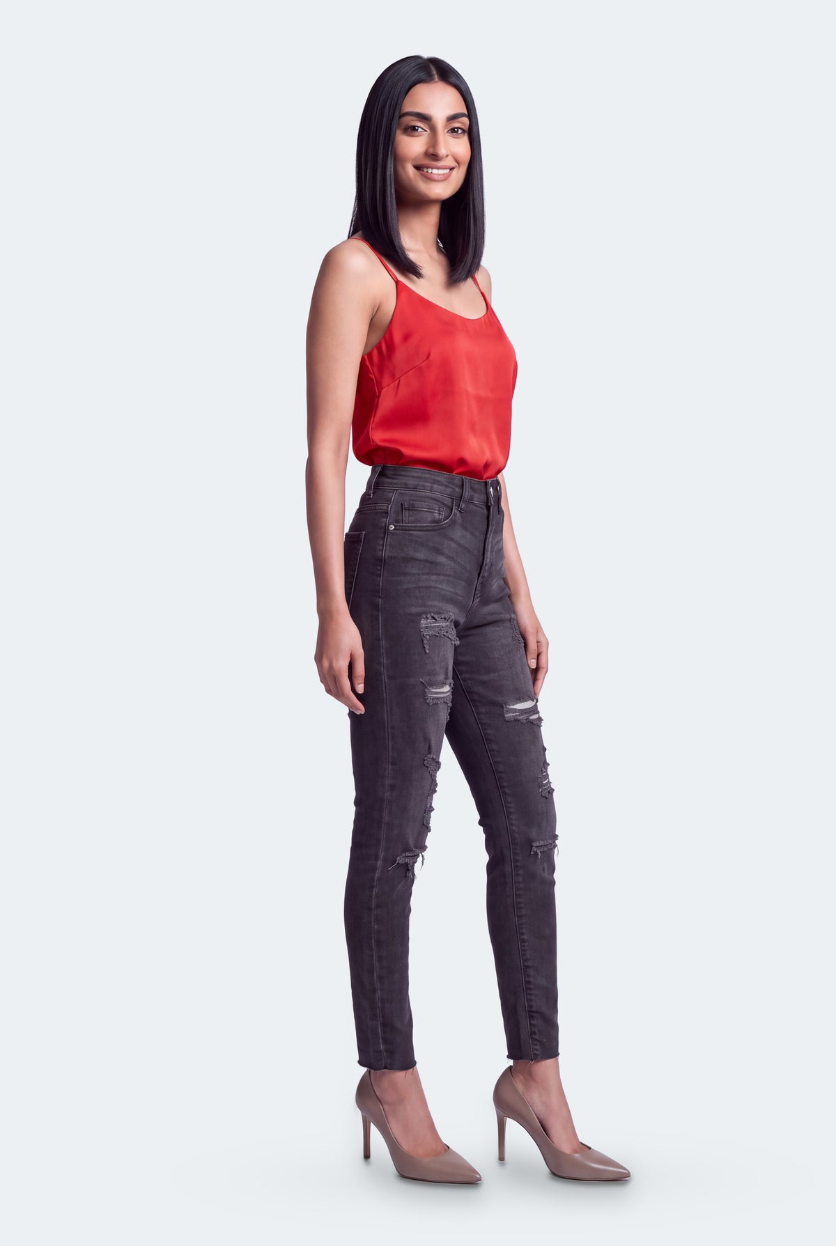 Black Distressed Denim Jeans - Hustle N Holla
