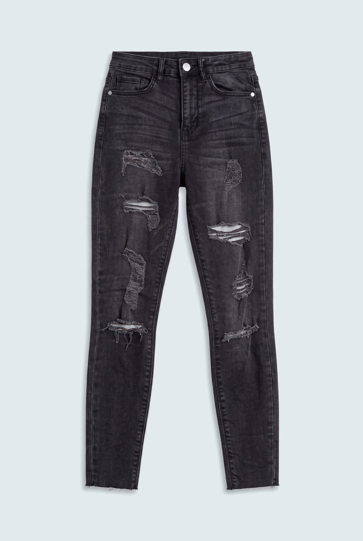 Black Distressed Denim Jeans - Hustle N Holla