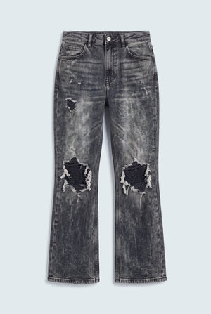 Black Distressed Denim Jeans - Hustle N Holla