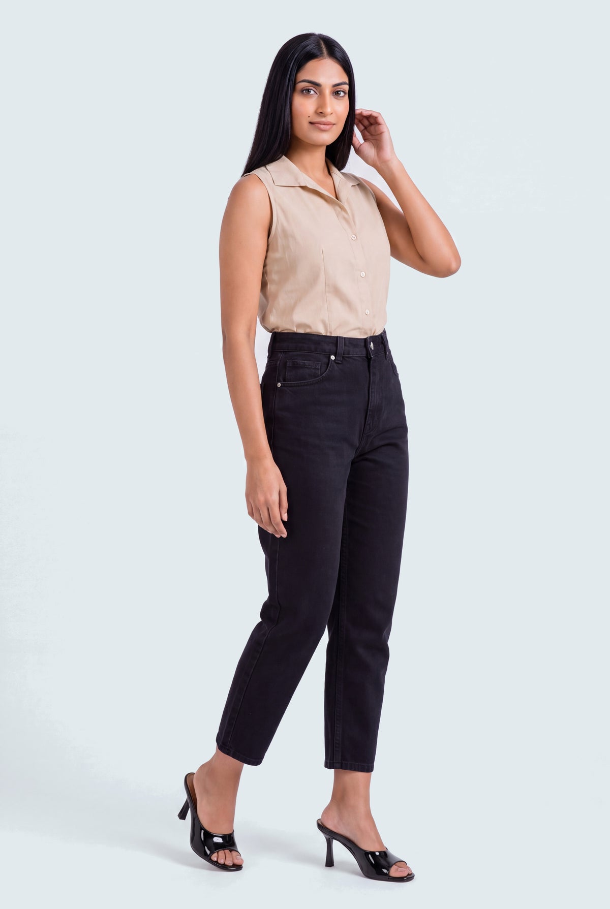 Black High Rise Mom Fit Jeans - Hustle N Holla