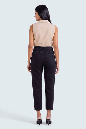 Black High Rise Mom Fit Jeans - Hustle N Holla