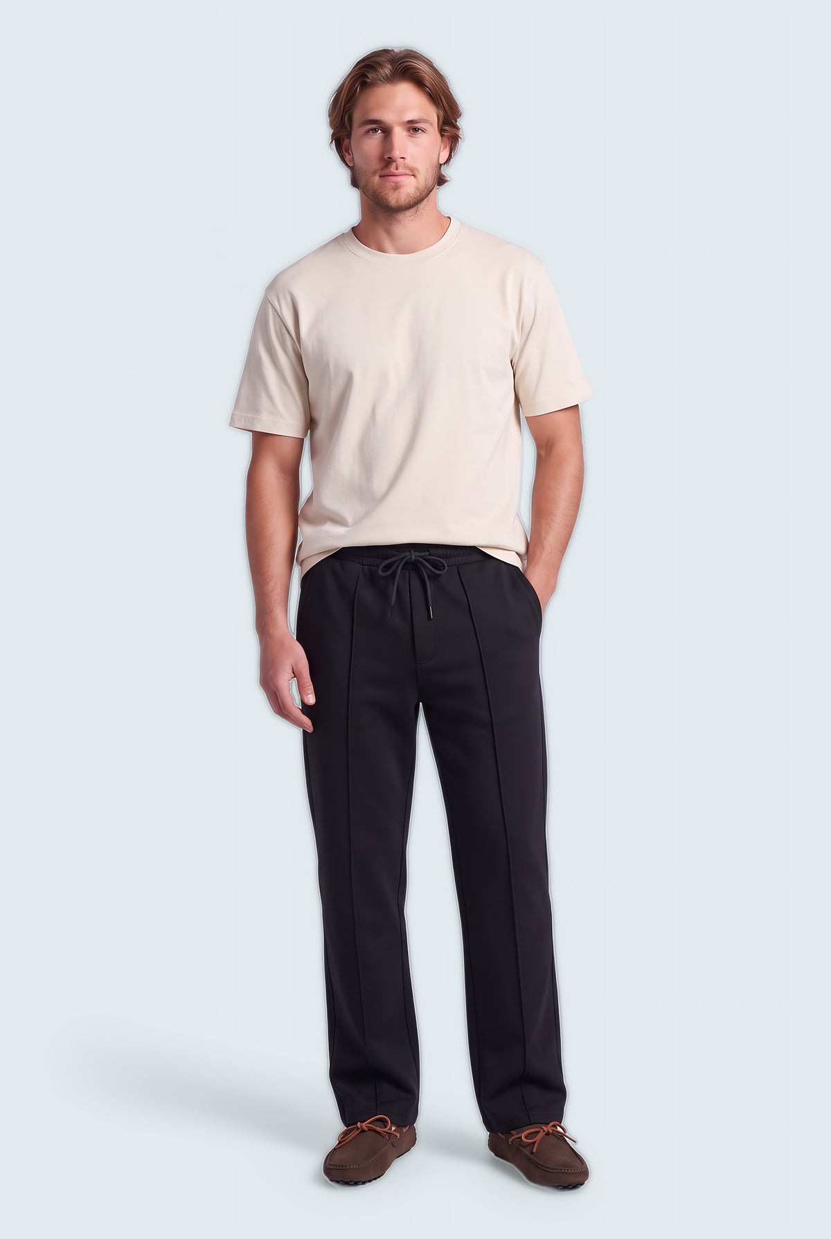 Black Loose Fit Signature Soft Trousers - Front View - Hustle N Holla