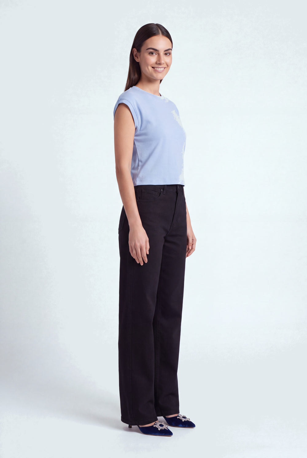 Black Mid Rise Wide Leg Jeans - Hustle N Holla