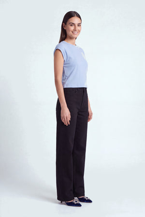Black Mid Rise Wide Leg Jeans - Hustle N Holla
