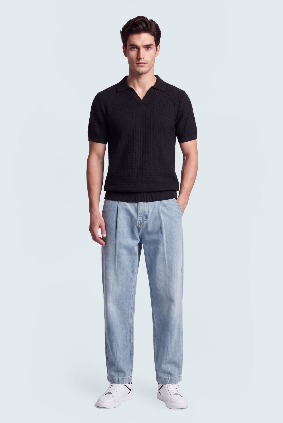 Black Regular Fit Knitted Polo - Hustle N Holla