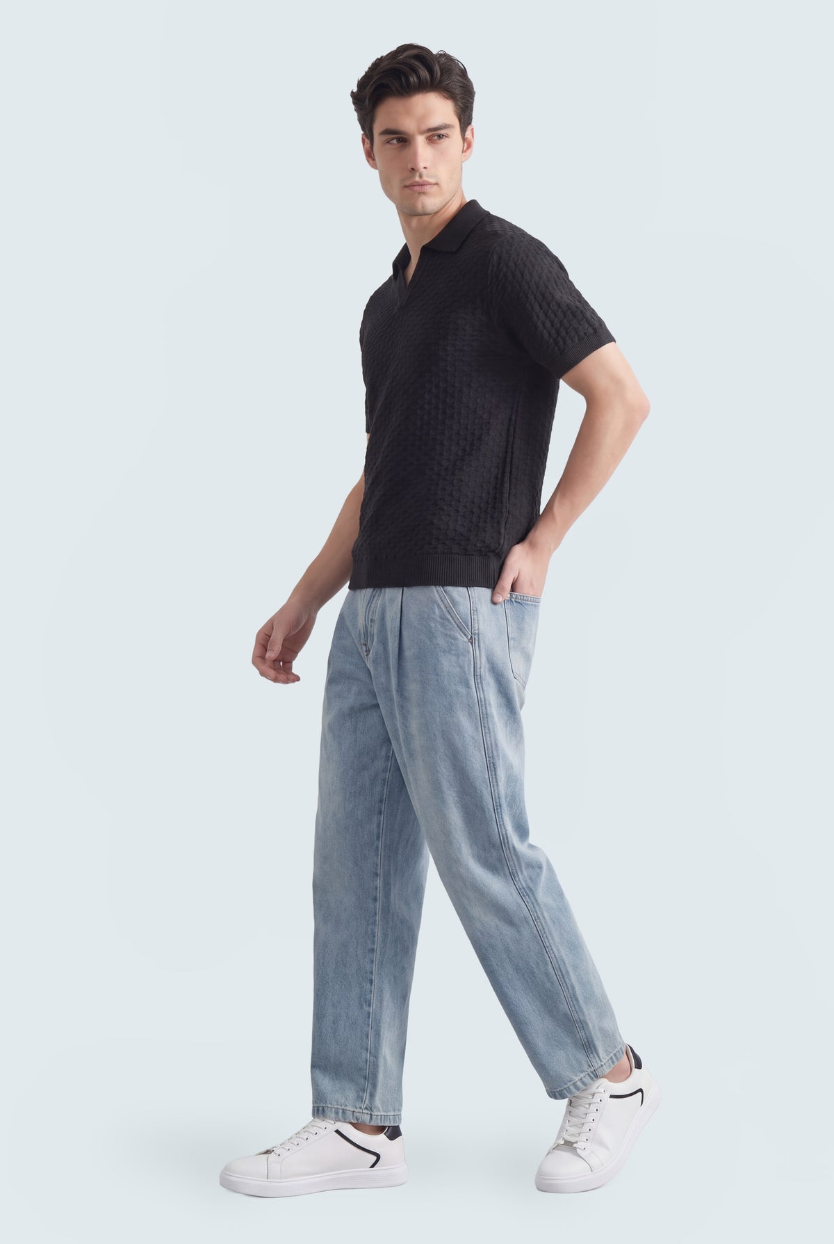 Black Regular Fit Knitted Polo - Hustle N Holla