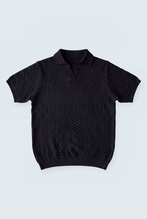 Black Regular Fit Knitted Polo - Hustle N Holla