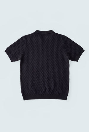 Black Regular Fit Knitted Polo - Hustle N Holla