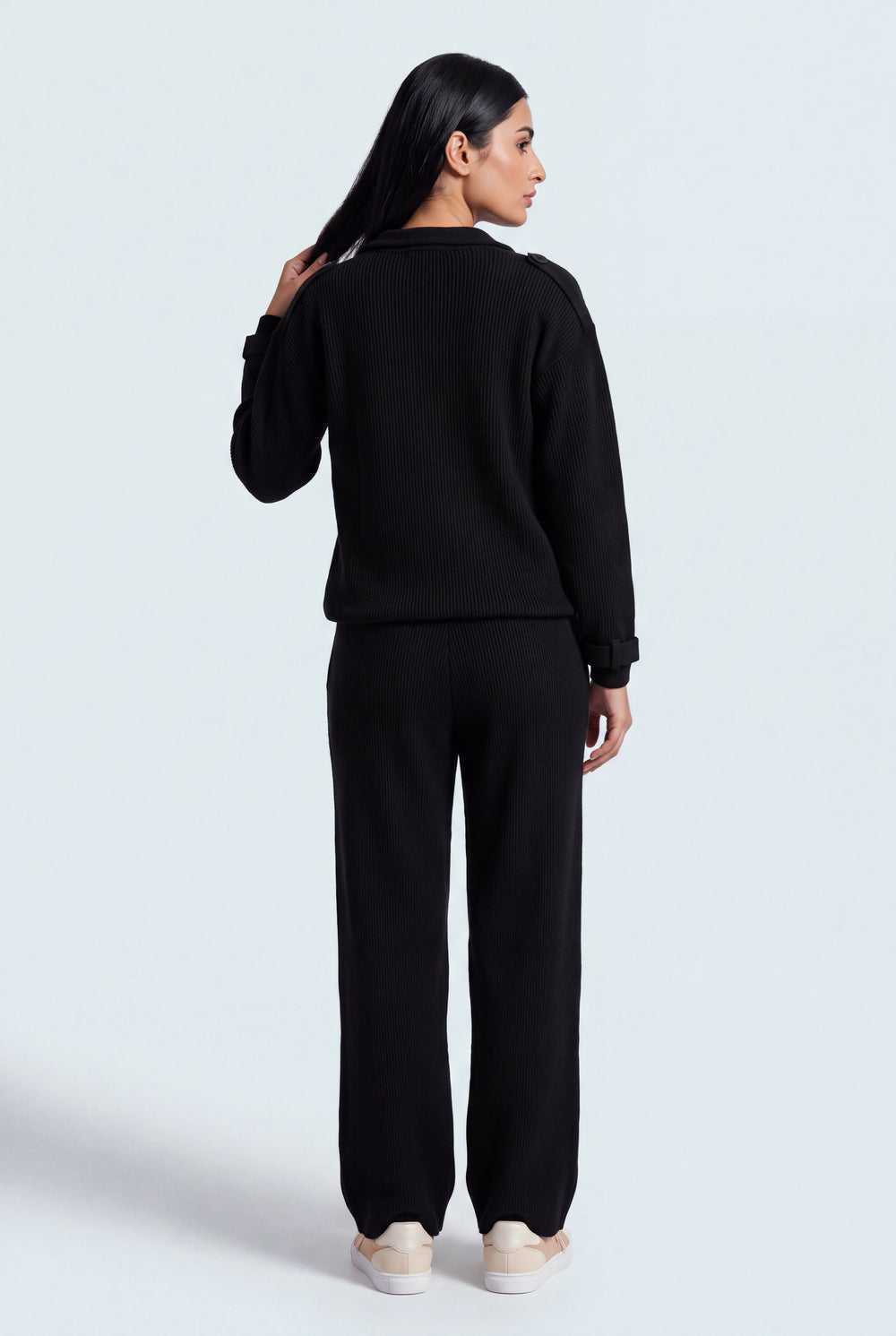 Black Relaxed Fit Utility Jacket - Back View - Hustle N Holla