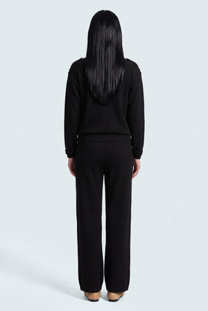 Black Wide leg Trousers - Back View - Hustle N Holla
