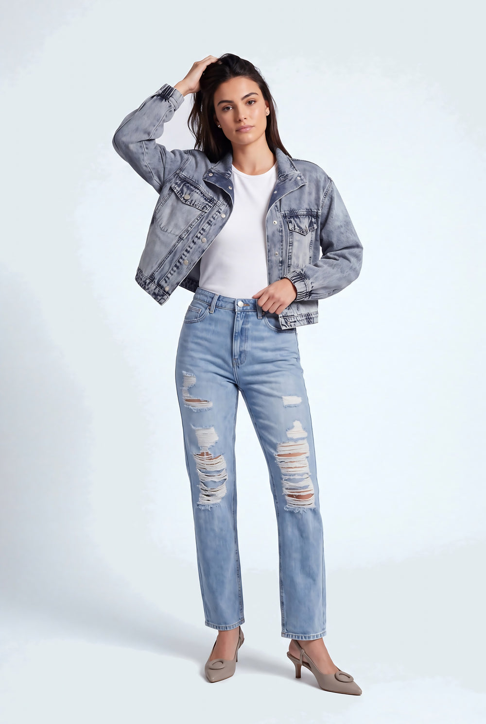 Blue Light Washed Oversized Jacket - Hustle N Holla