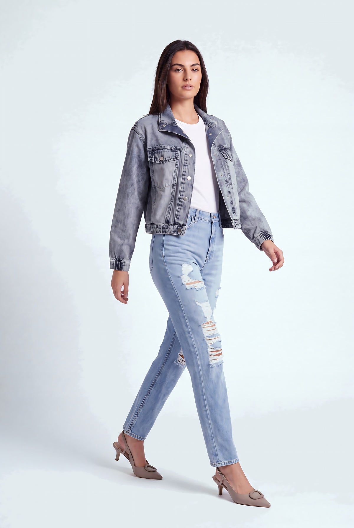 Blue Light Washed Oversized Jacket - Hustle N Holla