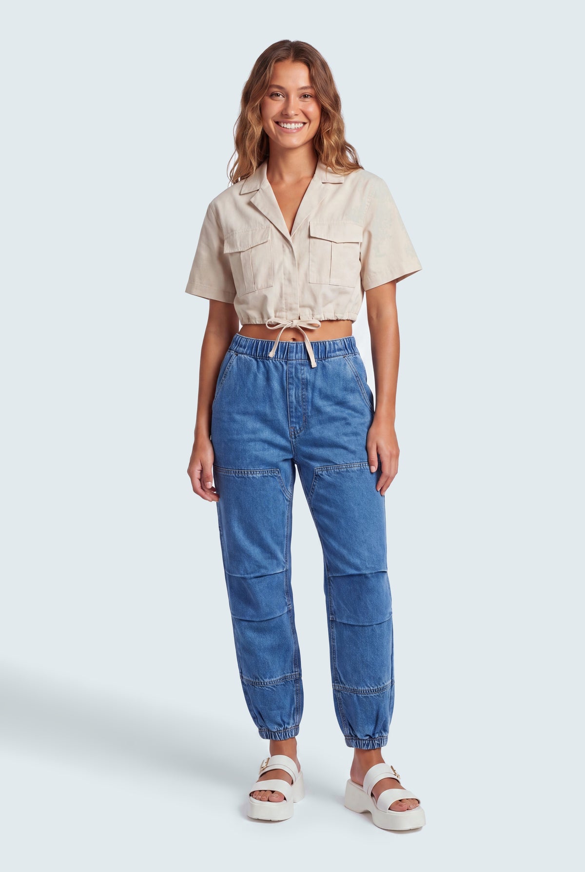 Blue Mid Wash Jog Fit Denim Jeans - Hustle N Holla
