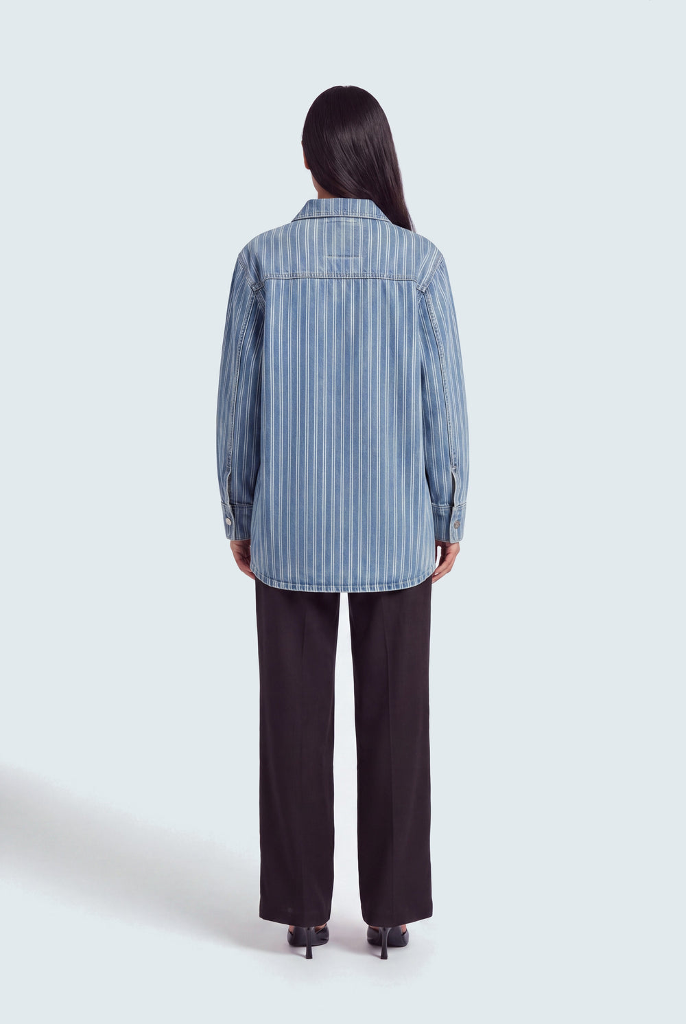 Blue Striped Relaxed Fit Denim Over Shirt - Hustle N Holla