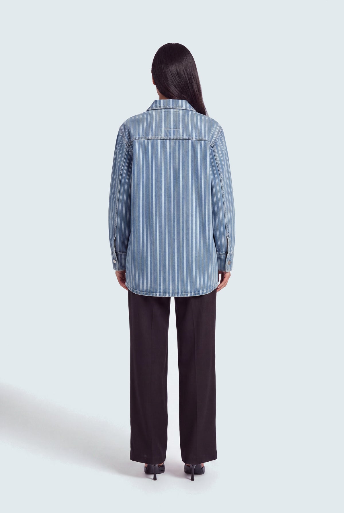 Blue Striped Relaxed Fit Denim Over Shirt - Hustle N Holla