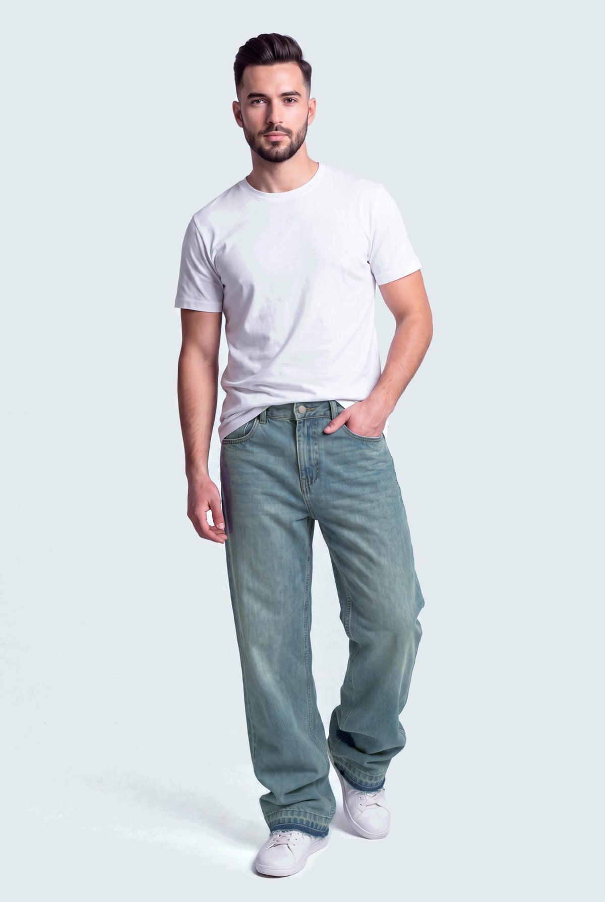 Blue Vintage Wash Flared Denim Jeans - Hustle N Holla