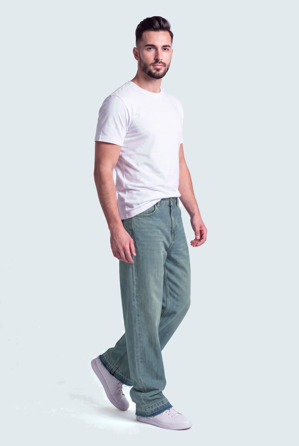 Blue Vintage Wash Flared Denim Jeans - Hustle N Holla