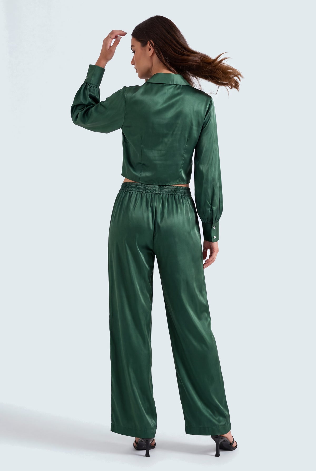 Bottle Green Button Down Crop Top - Hustle N Holla