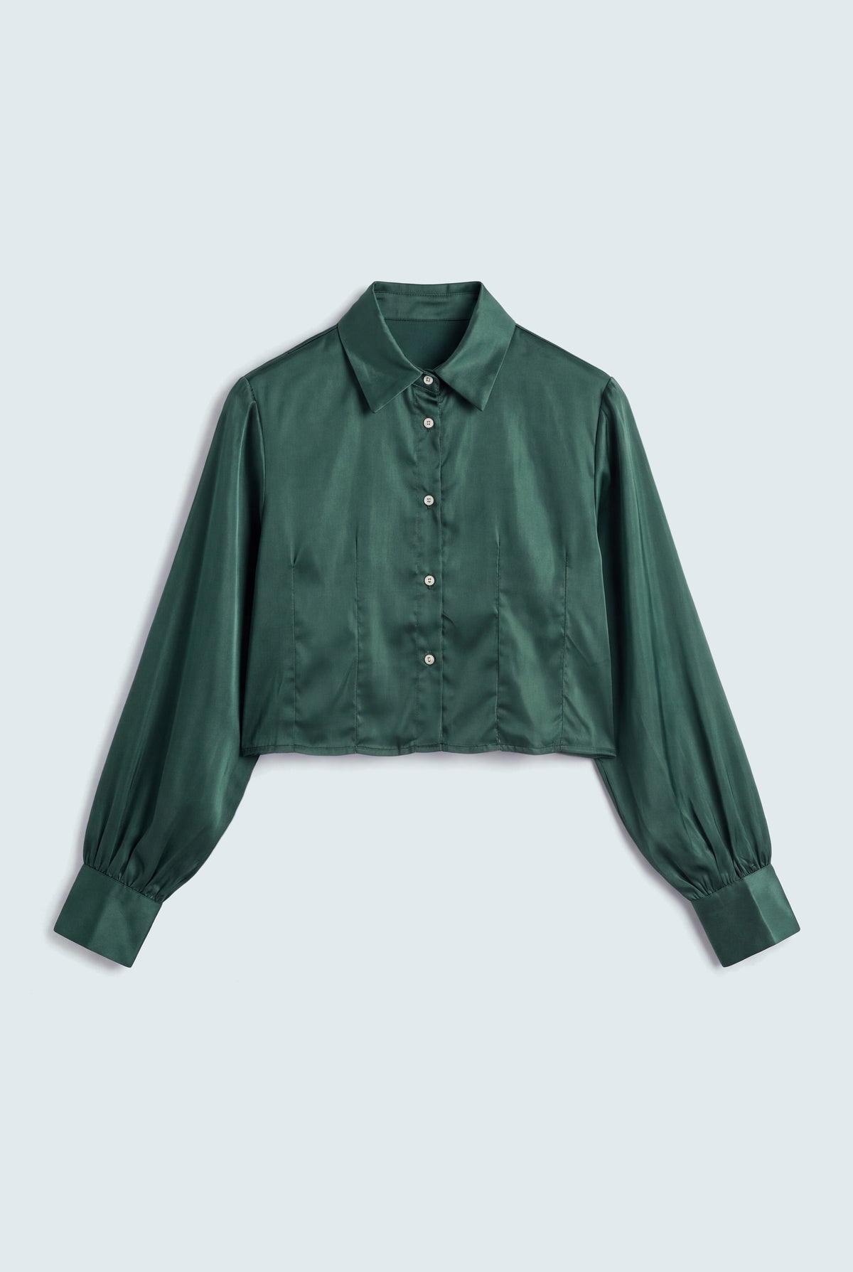Bottle Green Button Down Crop Top - Hustle N Holla