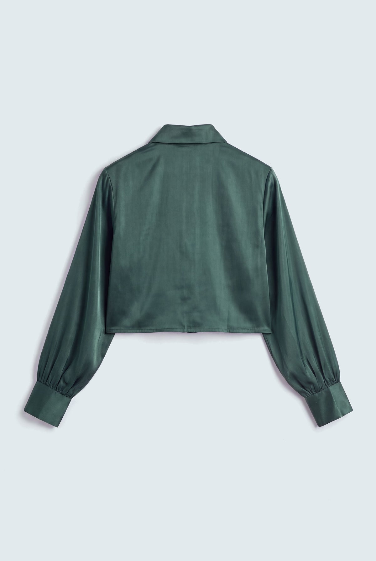 Bottle Green Button Down Crop Top - Hustle N Holla