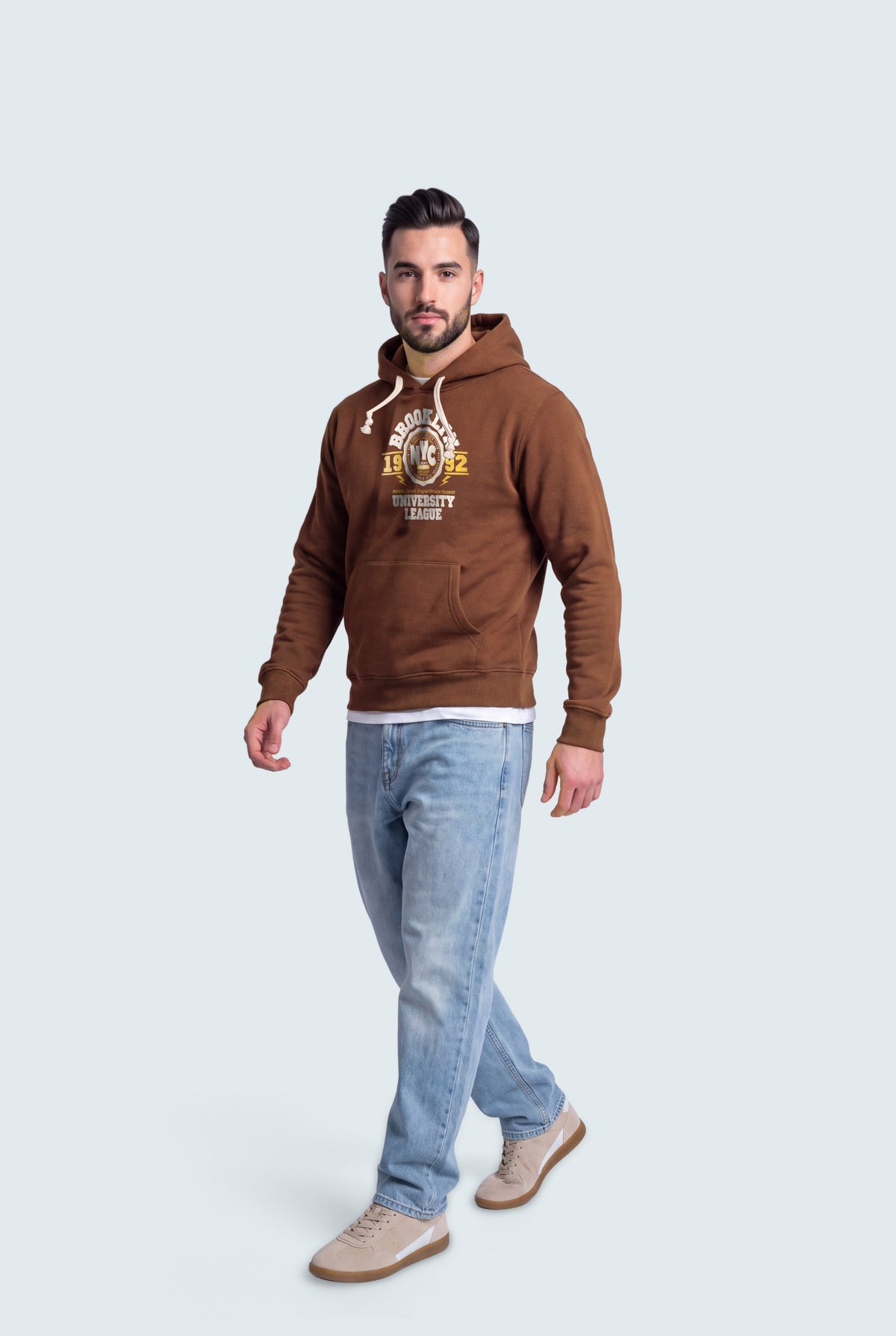 Brown Relaxed Fit Graphic Pull Over Hoodie - Hustle N Holla