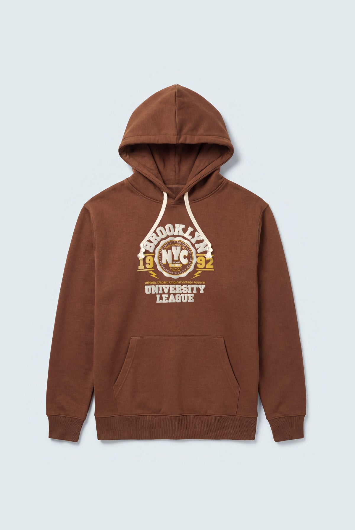 Brown Relaxed Fit Graphic Pull Over Hoodie - Hustle N Holla