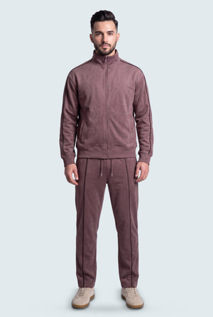 Brown Textured Regular Fit Mock Neck Zipper - Hustle N Holla