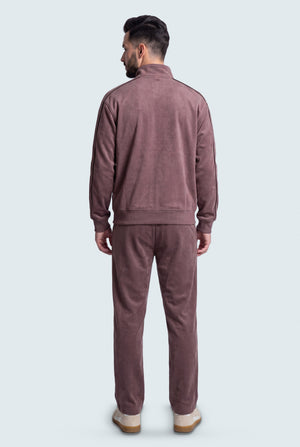 Brown Textured Regular Fit Mock Neck Zipper - Hustle N Holla