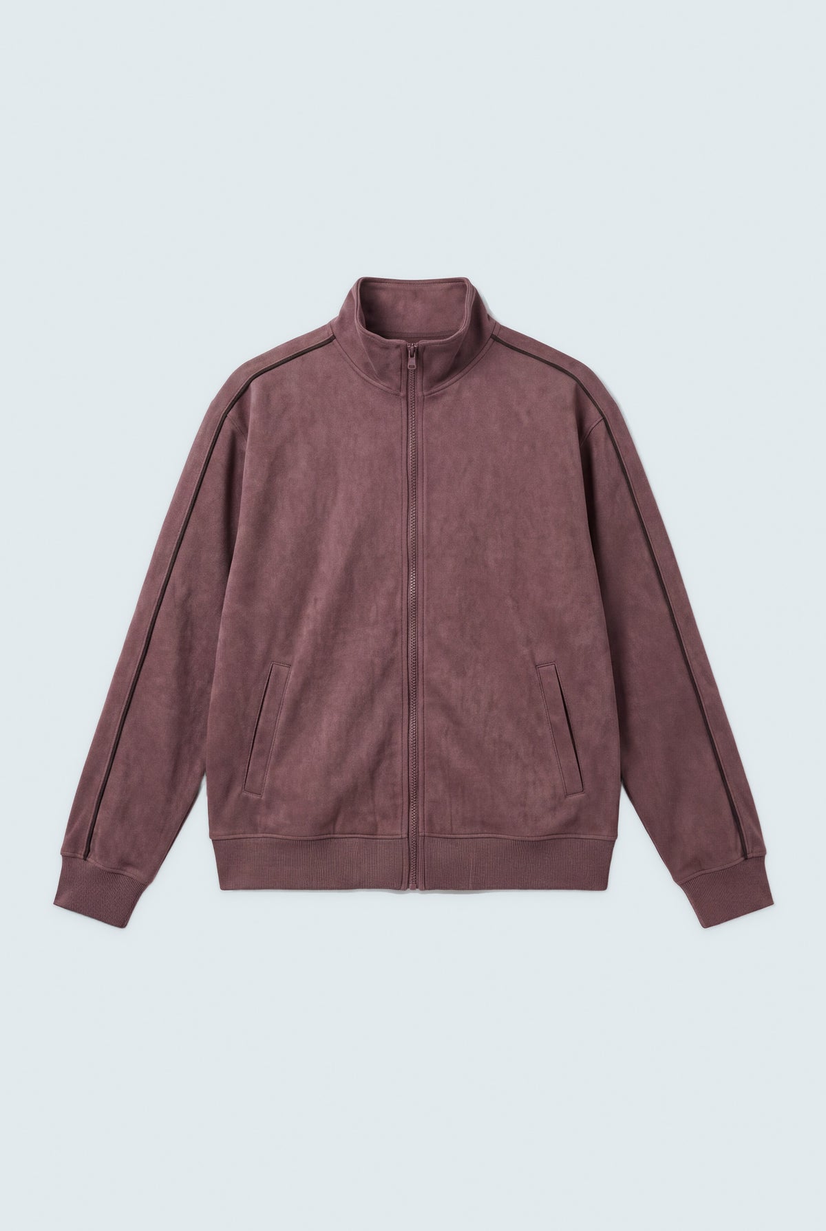 Brown Textured Regular Fit Mock Neck Zipper - Hustle N Holla