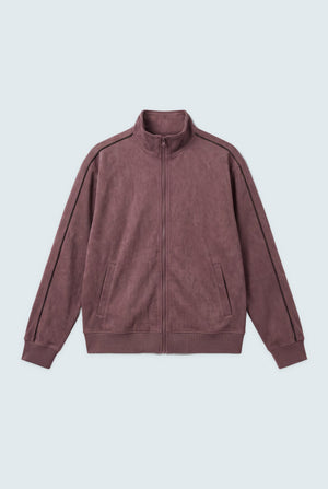 Brown Textured Regular Fit Mock Neck Zipper - Hustle N Holla