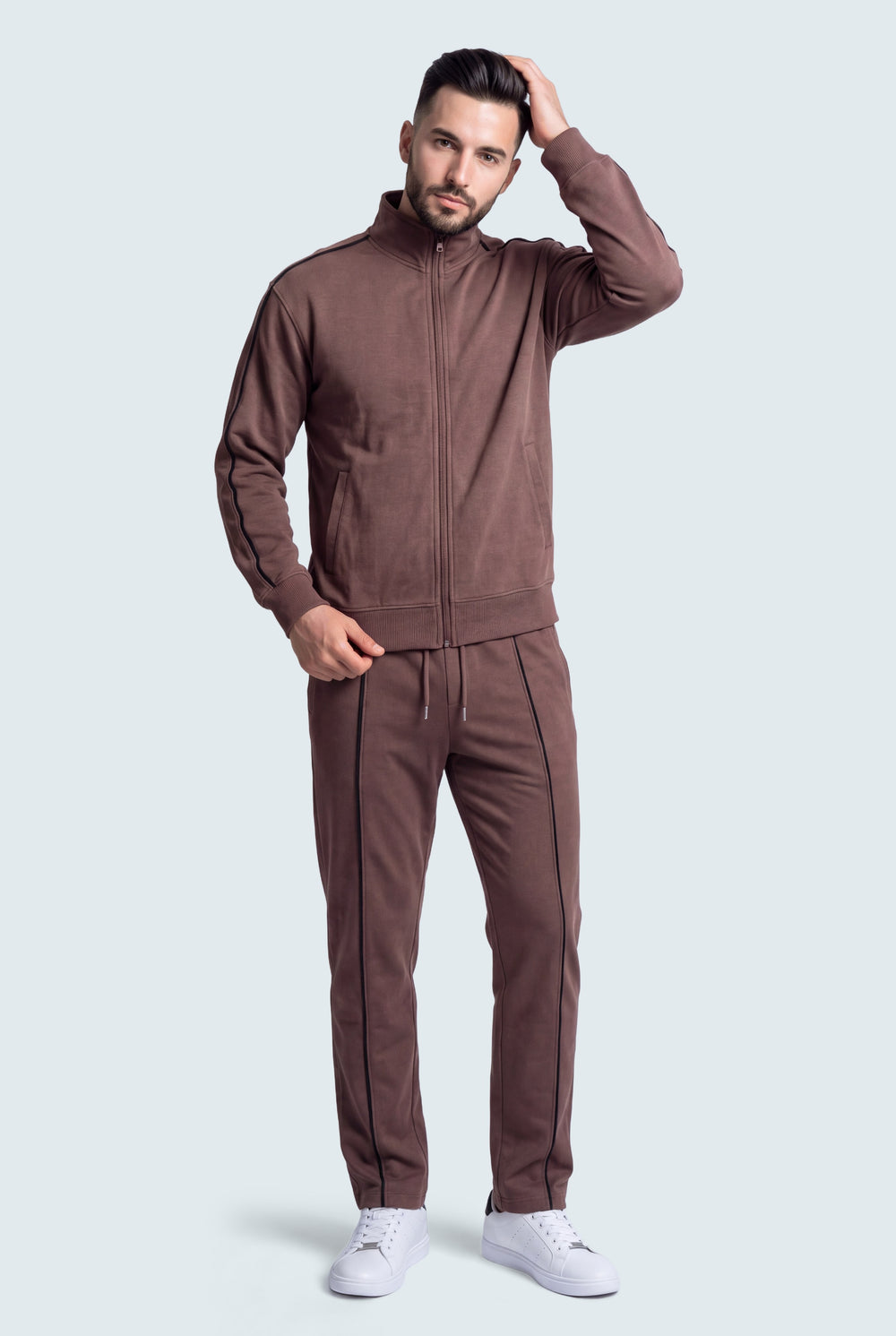 Brown Textured Straight Fit Sweatpants - Hustle N Holla
