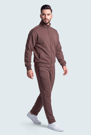 Brown Textured Straight Fit Sweatpants - Hustle N Holla