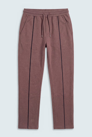 Brown Textured Straight Fit Sweatpants - Hustle N Holla