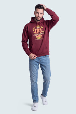 Burgundy Oversized Graphic Pull Over Hoodie - Hustle N Holla
