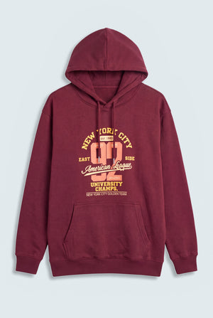 Burgundy Oversized Graphic Pull Over Hoodie - Hustle N Holla